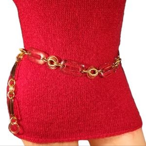 BELT GOLD TONE & ACRYLIC GLAM STREETWEAR CHAIN BELT